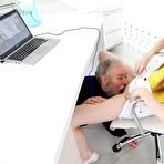 Second pic of Fresh babe hires an old Internet repairman to fix her pussy