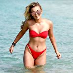 Third pic of Tallia Storm sexy in red bikini on a beach