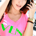 First pic of Brunette with piercing blue eyes posing naked in the neck of the woods - aMetart.com