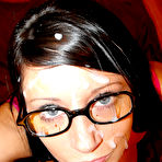 Third pic of GF wearing glasses BJ with cumshot (10 pics)