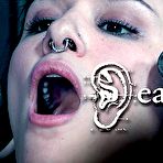 Fourth pic of SexPreviews - Luna Lovely is bound in metal in pink stockings and blindfolded in dungeon