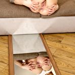 Third pic of Tantalizing Silvia Dellai in heels shows her mirrored pussy spread