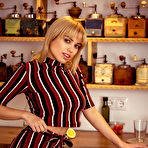 First pic of Margo Dumas exposes her fabulous curves in the tea room