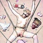 First pic of SexPreviews - Dolly Mattel busty blonde in stockings and pink dress is rope bound exposed toyed