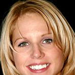 First pic of Fair haired smiling cutie Monica Temptem gets naked and drives red dildo in her very tight hole