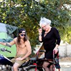 First pic of [Devil's Film] Pornstar Grandma Kelly Leigh In a Walker Posing Outdoors - IWantMature.com
