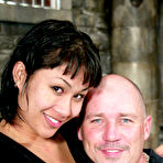Third pic of Shaved headed Mark Davis fucks his asian slave girl Dragon Lily in a big water tank