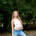 First pic of Andrea Sixth toying her bald snatch in a public park