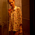 First pic of Lanky redhead with blue-eyes sliding her tiny panties to the side - aMetart.com