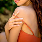 Second pic of Kit Rysha peels off her orange bathing suit in rocky hills