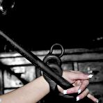 Second pic of Brutal master makes clothed bound chick Jaelyn Fox show her gag reflex.