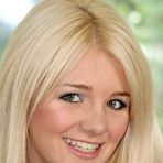 First pic of Pretty blonde Holly Van Hough in short skirt gets nude and spreads her meaty pussy lips