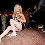 Second pic of Absolutely fabulous Catie Parker shows off her lightly hairy snatch in public