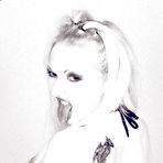 Fourth pic of Alt blonde Cali Ford strips out of her amazing bikini in black and white pics