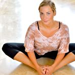 Second pic of Licentious blonde Courtney Dillon does some yoga asanas then sexily strips
