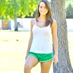 First pic of Sassy girl Mary Jane gives outdoor body tease and stretches vagina with both hands