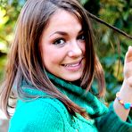 Fourth pic of Lovely brunette teen in tight blue jeans Taylor Lain plays and has fun outdoors