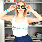 First pic of Check out this amazing little blonde babe as she poses naked wearing her cute and sexy striped socks. pics