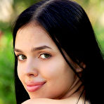 First pic of Nude Alluring Venice Lei bares her naked body and hairy pussy outdoors.