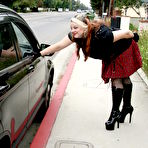 First pic of BBW whore Buxom Bella in boots and gloves strips naked and gets impaled on cock