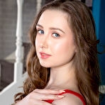 First pic of Nude Ginger Frost takes off her red dress to flaunt her smooth body and pink assets