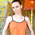 Fourth pic of Fine teen babe gets fully undressed and poses, before sticking a huge metal dildo in her pussy gallery