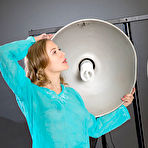 Second pic of Nude Aislin flaunts her sweet cookies as she poses in the studio.