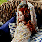 First pic of Redhead Adel C flaunts her pink, perky nipples and sweet pussy on the couch. - Hotnudegf.com