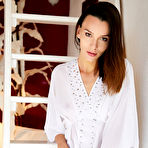 First pic of Adel Morel flaunts her petite body with sexy tan lines as she poses on the ladder. - Hotnudegf.com