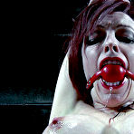 Fourth pic of SexPreviews - Emily Marilyn redhead rope bound with red ballgag in black stockings and high heels