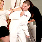 First pic of Laura Hernandez and her friend touch and inspect dude's tiny dick curiously 