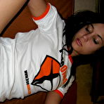 Fourth pic of Georgia Jones stripping off her Freeones Outfit