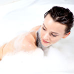 Fourth pic of Flat-chested brunette posing completely naked in the bathroom - aMetart.com