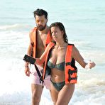 Second pic of Devin Brugman in green bikini on a beach in Cancun