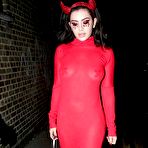 Third pic of Charli XCX boobs with pasties under se thru dress
