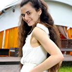 First pic of Alberta L bares her meaty pussy as she strips on the bench. - Hotnudegf.com