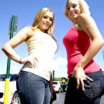 First pic of Two naughty babes with curvy asses Mia Bella and Shortly get slammed and cummed on faces
