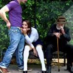 First pic of 			Grandpa is watching teen brunette babe being hotly fucked at bus stop - 18TUBE.XXX
		