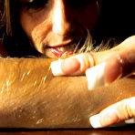 Second pic of Cute long haired clothed lady Lori Anderson demonstrates her long arm hair