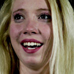 Fourth pic of SexPreviews - Nicki Blue petite blonde in full body rope bondage has tits clamped in dungeon