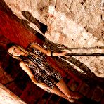 First pic of Hot blonde in stpckings Aleska Diamond seductively sliding hand inside pink panty