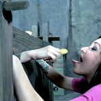 Fourth pic of Tattooed restrained brunette Juliette Black  finds herself totally naked getting ruthlessly spanked