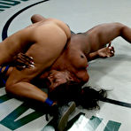 Third pic of Stacey Cash gets her black ass fucked from behind with strapon by the winner Isis Love