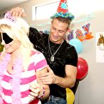 Third pic of Tender party blonde Katie Summers gets her clean shaved pussy banged before cum facial