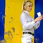 First pic of Filly nude man fucks fully clothed european blonde Laura Crystal in the mud