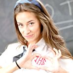 First pic of Kinky college girl Bridget Bond is skillfully pleasing her tutor with hot pussy and mouth