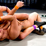 Third pic of Gwen Diamond gets her pussy finger then strapon fucked by asian wrestler Dragon Lily