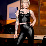 First pic of Pics of Biker Tgirl Lena Kelly in sexy leather outfit tasting Sean Michaels big black cock from [Trans Angels] - Xemales.com