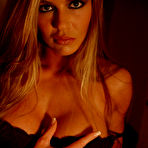 Second pic of Tight bodied strong blonde Christina Lindley poses in revealing black lingerie