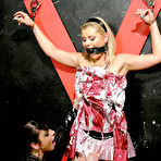 Fourth pic of Bound blonde Alexa Bold gets her juicy tits inspected by dominating brunette Tina Gabriel